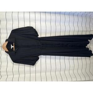 Nine West Black Midi Dress with Puff Sleeves Size L Capsule Date Party Holiday